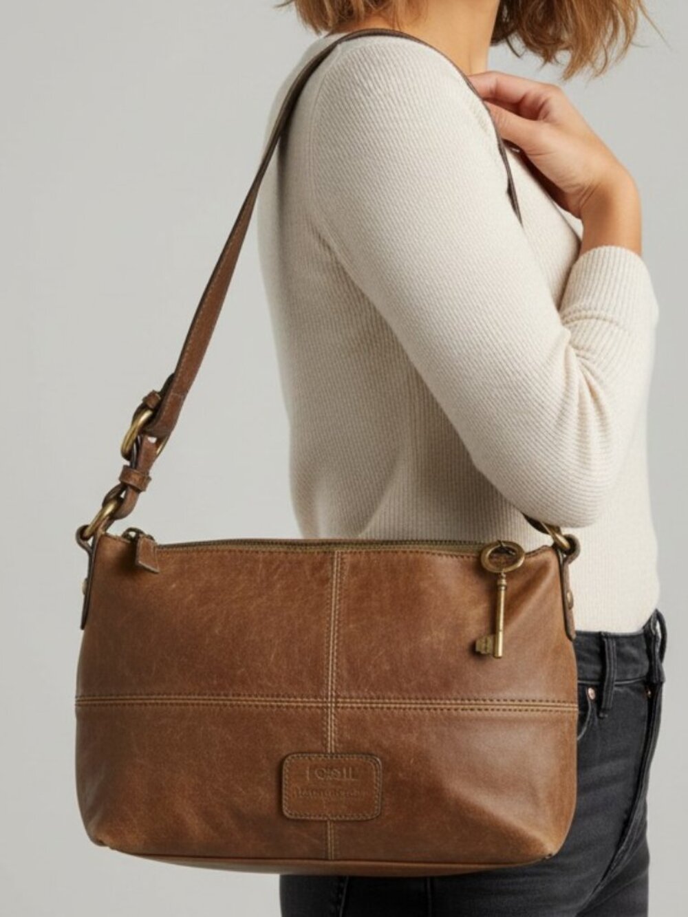 Y2K leather purse w/ key charm - Fossil brand